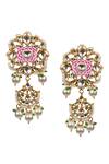 Shop_Riana Jewellery_Gold Plated Stone Floral Enamel Danglers _at_Aza_Fashions