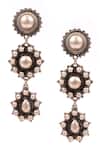 Shop_Sangeeta Boochra_Silver Plated Handcrafted Carved Earrings _at_Aza_Fashions