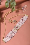 Shop_Swabhimann_Red Diamonds, Stones Pearl Embellished Choker Set _at_Aza_Fashions