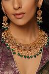 Buy_Swabhimann_Green Beads Embellished Temple Necklace Set _at_Aza_Fashions