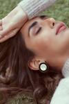 Buy_Varnika Arora_Black Alyssa Circular Shaped Studs _at_Aza_Fashions