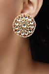 Buy_Riana Jewellery_Gold Plated Stones, Beads Floral Stud Earrings _at_Aza_Fashions