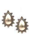 Shop Sangeeta Boochra Silver Plated Cut Work Handcrafted Stud Earrings at Aza Fashions Shop_Sangeeta Boochra_Silver Plated Cut Work Handcrafted Stud Earrings _at_Aza_Fashions