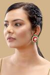 Buy_Tizora_Gold Plated Metallic Thread, Beads, Stones Circular Shape Stud Earrings _at_Aza_Fashions