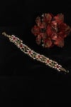 Shop_Riana Jewellery_Gold Plated Stones Floral Bracelet _at_Aza_Fashions