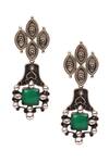 Shop_Sangeeta Boochra_Green Stones Drop Dangler Earrings _at_Aza_Fashions