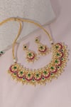 Shop_Namasya_Multi Color Kundan And Polki Embellished Choker Necklace Set_at_Aza_Fashions