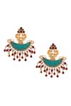 Shop_Sangeeta Boochra_Gold Plated Stone Peacock Top Chandbalis _at_Aza_Fashions