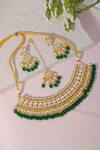 Shop_Namasya_Green Pearls, Beads, Diamonds Kundan Embellished Choker Necklace Set _at_Aza_Fashions