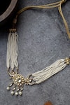 Shop_Paisley Pop_White Kundan And Pearl Choker Necklace _at_Aza_Fashions
