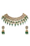 Shop Riana Jewellery Gold Plated Beads, Stones Choker Set at Aza Fashions Shop_Riana Jewellery_Gold Plated Beads, Stones Choker Set _at_Aza_Fashions