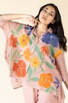 Buy_Purvi Doshi_Pink Floret Hand Painted Shirt _Online_at_Aza_Fashions