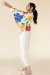 Buy_Purvi Doshi_Off White Muslin Flower Hand Painted Cape _Online_at_Aza_Fashions