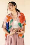 Buy_Purvi Doshi_Pink Flower Hand Painted Shirt _at_Aza_Fashions