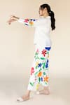 Buy_Purvi Doshi_Off White Muslin Hand Painted Floral V Neck Sleeve Top  _Online_at_Aza_Fashions