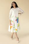 Buy_Purvi Doshi_Off White Muslin Hand Painted Floral Round Pintuck Dress  _at_Aza_Fashions