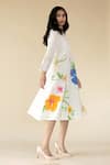 Purvi Doshi_Off White Muslin Hand Painted Floral Round Pintuck Dress  _Online_at_Aza_Fashions