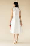 Shop_Purvi Doshi_Off White Muslin Hand Painted Floral Round Sleeveless Dress  _at_Aza_Fashions