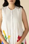 Purvi Doshi_Off White Muslin Hand Painted Floral Round Sleeveless Dress  _Online_at_Aza_Fashions