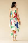 Shop_Purvi Doshi_Off White Muslin Hand Painted Floral V Neck Draped Dress  _at_Aza_Fashions