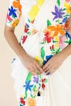 Purvi Doshi_Off White Floral Hand Painted Belt _at_Aza_Fashions