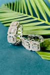 Buy_Nayaab By Sonia_Silver Plated Crystals Carre Anneau Embellished Hoops _at_Aza_Fashions