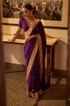Buy_The Whole Nine Yards_Purple Pure Crepe Silk Embroidery Banafsha Border Saree With Blouse _at_Aza_Fashions
