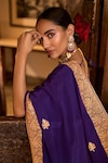 Shop_The Whole Nine Yards_Purple Pure Crepe Silk Embroidery Banafsha Border Saree With Blouse _at_Aza_Fashions