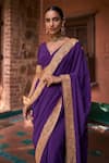 Buy_The Whole Nine Yards_Purple Pure Crepe Silk Embroidery Banafsha Border Saree With Blouse _Online_at_Aza_Fashions