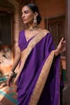 Shop_The Whole Nine Yards_Purple Pure Crepe Silk Embroidery Banafsha Border Saree With Blouse _Online_at_Aza_Fashions