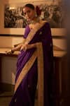 The Whole Nine Yards_Purple Pure Crepe Silk Embroidery Banafsha Border Saree With Blouse _at_Aza_Fashions