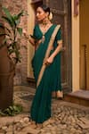 Buy The Whole Nine Yards Green Silk Embroidery V-neck Che Nar Border Saree With Blouse at Aza Fashions Buy_The Whole Nine Yards_Green Silk Embroidery V-neck Che Nar Border Saree With Blouse _at_Aza_Fashions