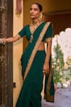 Buy The Whole Nine Yards Green Silk Embroidery V-neck Che Nar Border Saree With Blouse Online at Aza Fashions Buy_The Whole Nine Yards_Green Silk Embroidery V-neck Che Nar Border Saree With Blouse _Online_at_Aza_Fashions