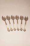 Shop Assemblage Silver Mother Of Pearl And Stainless Steel Spoons Set 6 at Aza Fashions Shop_Assemblage_Silver Mother Of Pearl And Stainless Steel Spoons Set 6_at_Aza_Fashions
