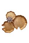 Shop_Assemblage_Light Aluminium Metal With Blooming Lotus Three Leaf Platter_at_Aza_Fashions