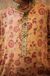 TINY COLOUR_Beige Glazed Cotton Hand Block Printed Botanical Kurta Set _Online_at_Aza_Fashions