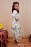 TINY COLOUR_White Chinon Crepe Hand Block Printed Bouquet Kurta And Pant Set _at_Aza_Fashions