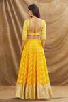 Resa by Ushnakmals_Yellow Woven Chevron Sweetheart Neck Pattern Lehenga Set _Online_at_Aza_Fashions