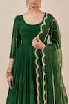Ikshita Choudhary_Green Crepe, Tissue, Organza Tiered Anarkali With Scalloped Border Dupatta _at_Aza_Fashions
