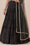 Ikshita Choudhary_Black Chanderi Silk Hand Embroidered Floral Pattern Blouse Lehenga Set_Online_at_Aza_Fashions