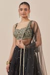 Buy_Ikshita Choudhary_Black Chanderi Silk Hand Embroidered Floral Pattern Blouse Lehenga Set_Online_at_Aza_Fashions