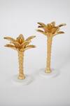Buy_Assemblage_Gold Alloy Oasis Palm Tree Candle Stand Set Of 2_at_Aza_Fashions