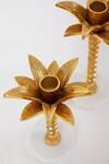 Shop_Assemblage_Gold Alloy Oasis Palm Tree Candle Stand Set Of 2_at_Aza_Fashions