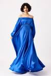 Scarlet Sage_Blue Off-shoulder Raina Off Flared Maxi Dress_at_Aza_Fashions