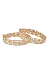 Shop_Saga Jewels_Gold Plated Gota Patti Kundan Polki Embellished Bangles - Set Of 2_at_Aza_Fashions