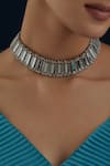 Shop_House Of Tuhina_Silver Plated Mirror Qabeela Choker _at_Aza_Fashions