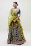 Buy_Naina Jain_Blue Silk, Organza Embroidery, Zari Bandhani Pattern Lehenga Set _at_Aza_Fashions