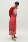 Buy_Naina Jain_Orange Silk Woven Bandhani Round Neck Rust Embroidered Kurta _Online_at_Aza_Fashions