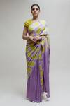 Buy_Naina Jain_Purple Silk Cotton Woven Bandhani Saree With Unstitched Blouse Piece _at_Aza_Fashions