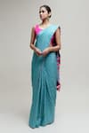 Buy_Naina Jain_Blue Cotton Silk Woven Bandhani Saree With Unstitched Blouse Piece _at_Aza_Fashions